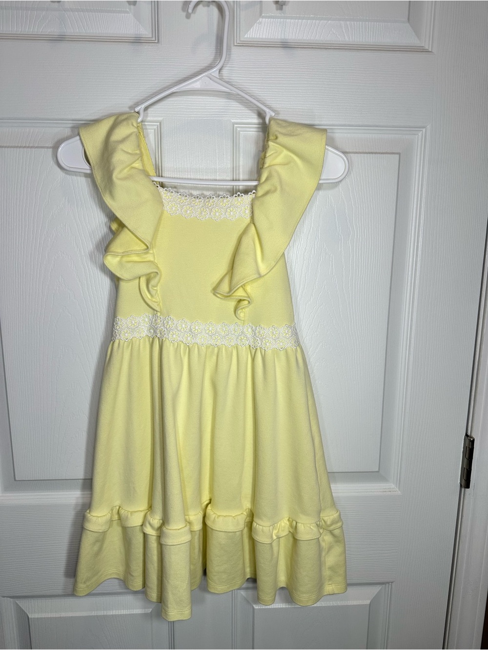 Janie and Jack Pale Yellow Ruffle Lace-Trim Dress